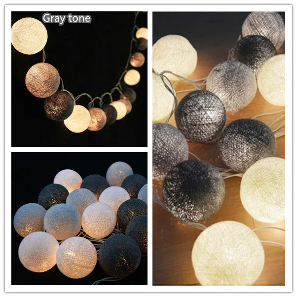 100/" 20 Cotton Ball LED String Fairy Night Light Christmas Party Patio Decor