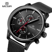 MEGIR Reloj Hombres Mens Relojes de Primeras Marcas de Lujo de Cuarzo Resistente Al Agua Ocasional de Malla Marca Reloj de Hora Luminosos Para Hombre relogio masculino