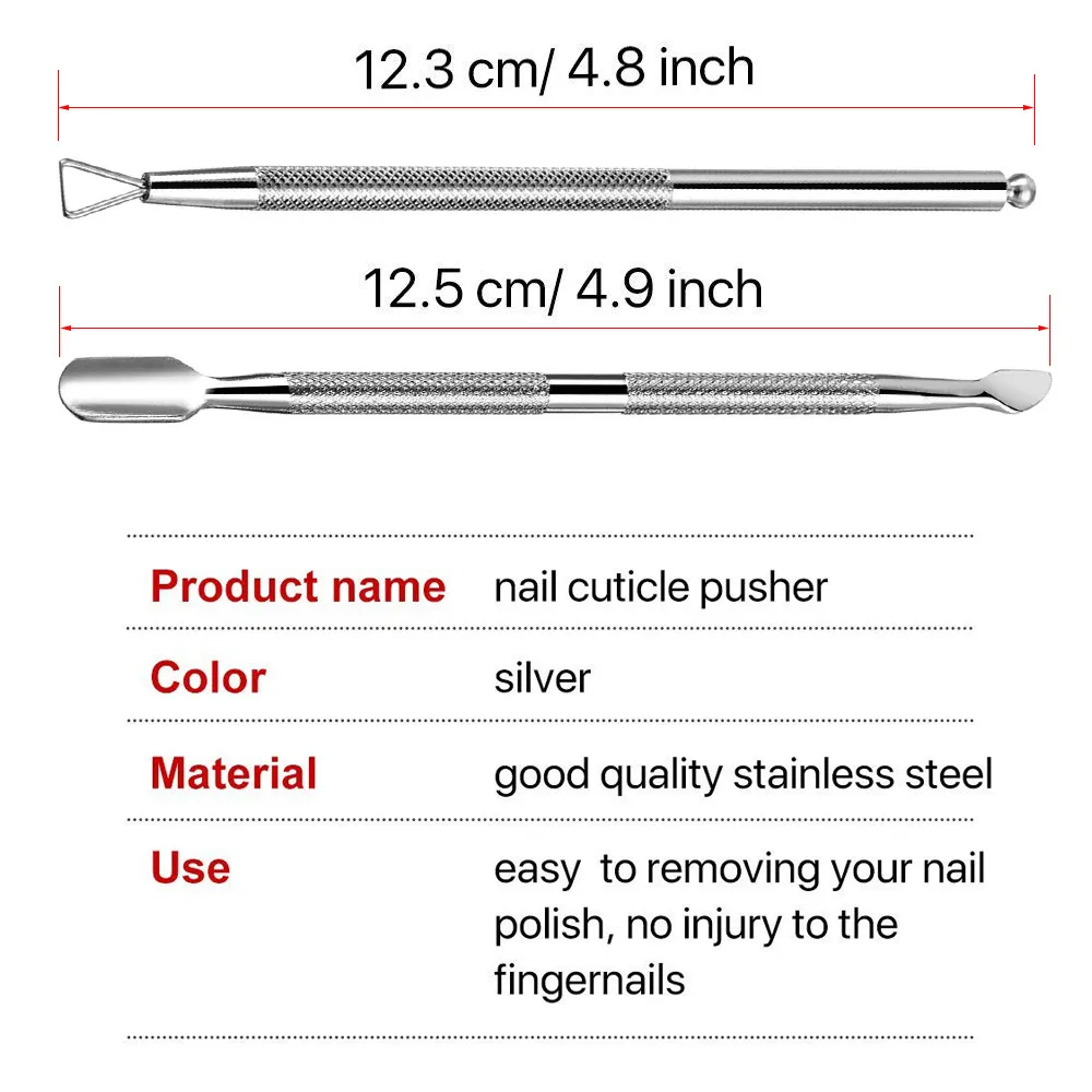 2 шт. нож для удаления кутикулы из нержавеющей стали скребок для удаления гель-лака для ногтей инструмент для удаления ногтей+ пластиковая коробка