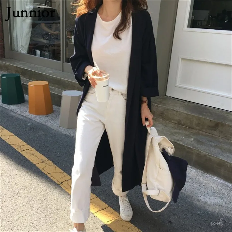 korean Loose Solid Color Outwear Lapel Over The Knee Sunscreen Windbreaker Female Spring And Autumn Wild Long Shirt Coat 2019 korean Loose Solid Color Outwear Lapel Over The Knee Sunscreen Windbreaker Female Spring And Autumn Wild Long Shirt Coat 2019