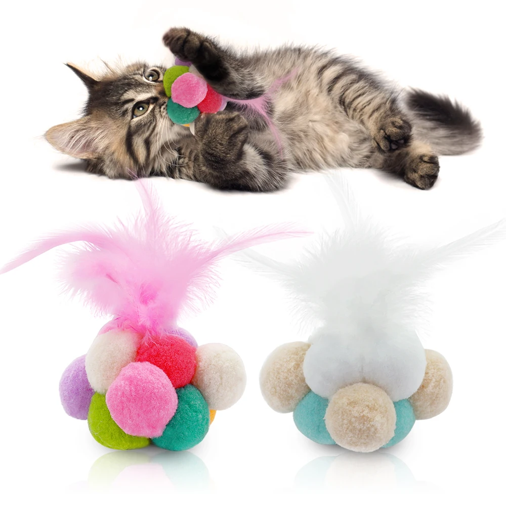 

Interactive Kitten Feather Toys Cat Dog Ball Toy Natural Catnip Cat Stracher Chewing Toy Cat Accessories