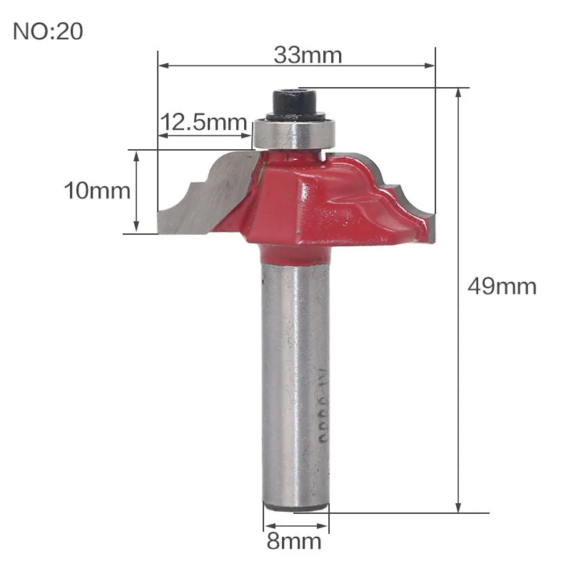 8 мм традиционный Ogee кромкоформовочный маршрутизатор бит-" хвостовик деревообрабатывающий нож Линия для дерева - Длина режущей кромки: NO20