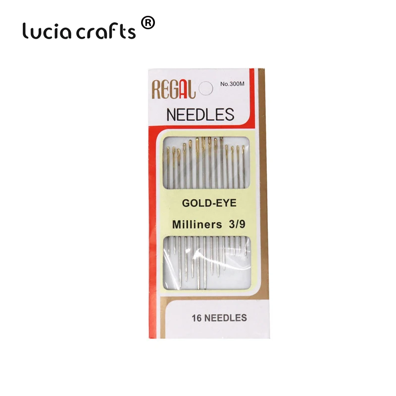

Lucia crafts 16pcs 3.8-5.3cm Gold Tail hand Sewing Needle Paper Box Package for Sewing DIY Hand Stitch Assorted tools J0126