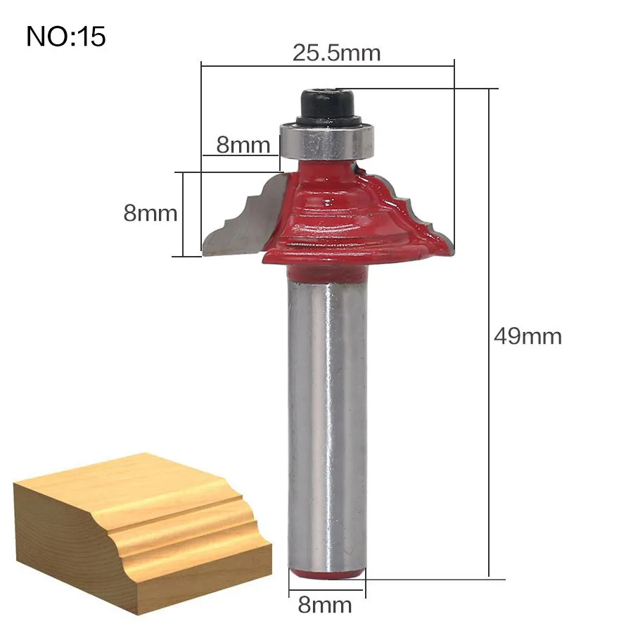 1 шт. 8 мм хвостовик древесины фрезы прямой концевой фрезы триммер очистки заподлицо отделка угловая круглая бухта коробка биты инструменты фрезерные Cutte - Длина режущей кромки: NO15