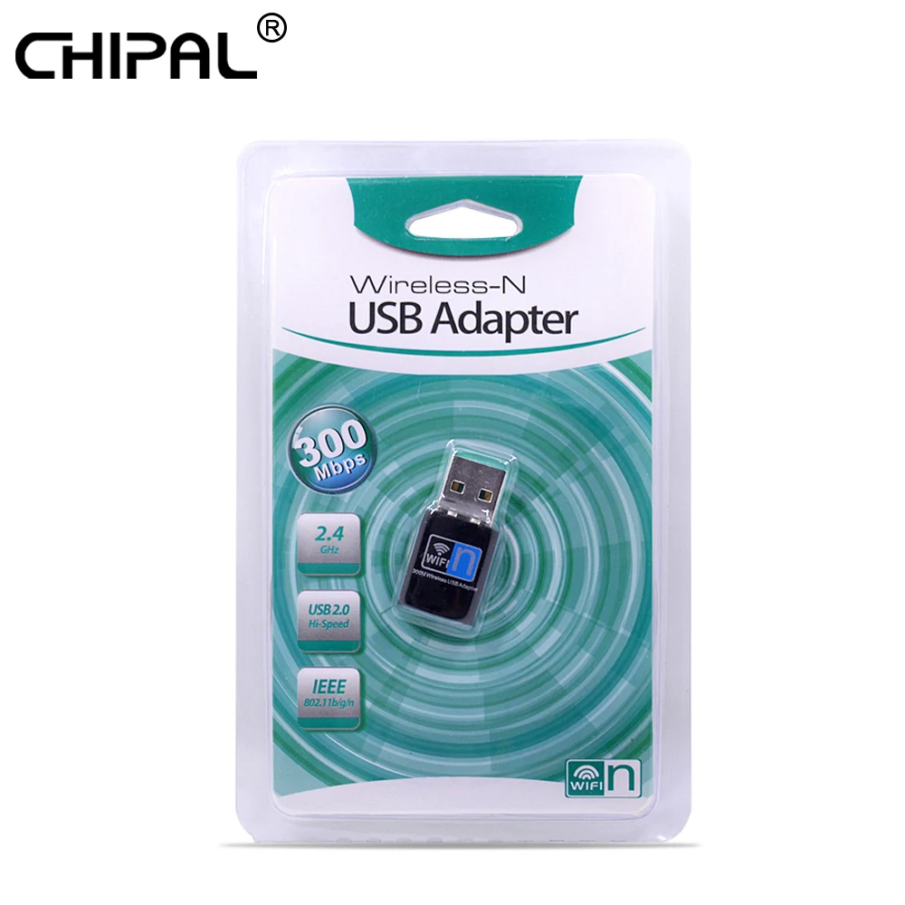 

CHIPAL Mini USB 2.0 WiFi Adapter 300Mbps Wireless Network Card 802.11n Antenna LAN Ethernet Wi-Fi Receiver for PC Desktop Laptop