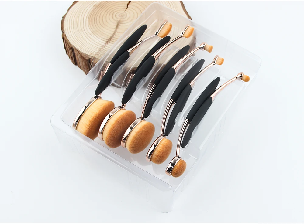 Pincéis de Maquiagem Anmor Oval Fundação Profissional Ocultador Contorno Maquiagem Escova Cabelo Sintético 10 Pçs 10 Aplicador de sombra