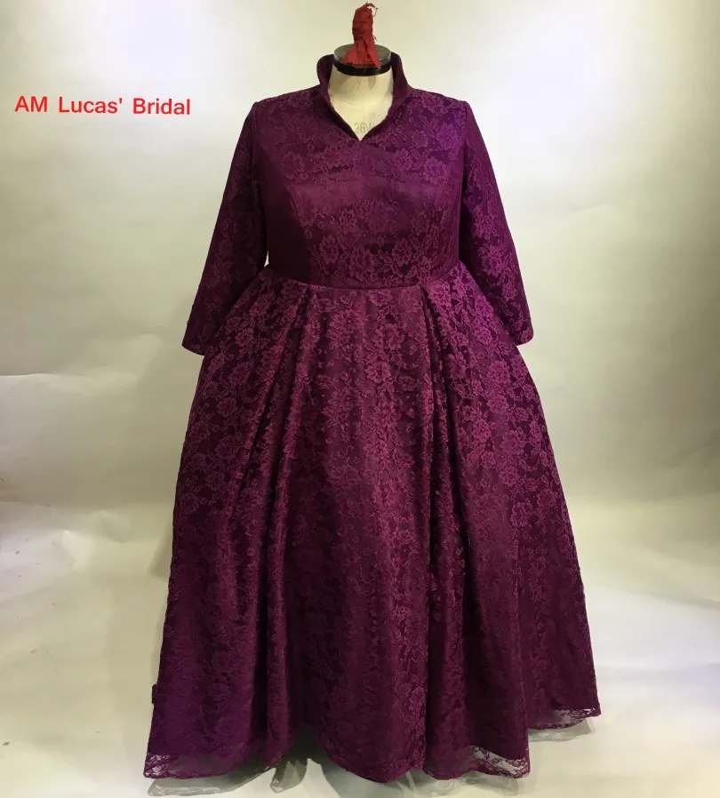 Moeder van De Bruid Jurken Met Lange Mouwen Hoge Kragen Plus Size Kant Bruiloft Jurken Formele Jurk Sweep Trein Moeder van De Bruid Jurken Met Lange Mouwen Hoge Kragen Plus Size Kant Bruiloft Jurken Formele Jurk Sweep Trein