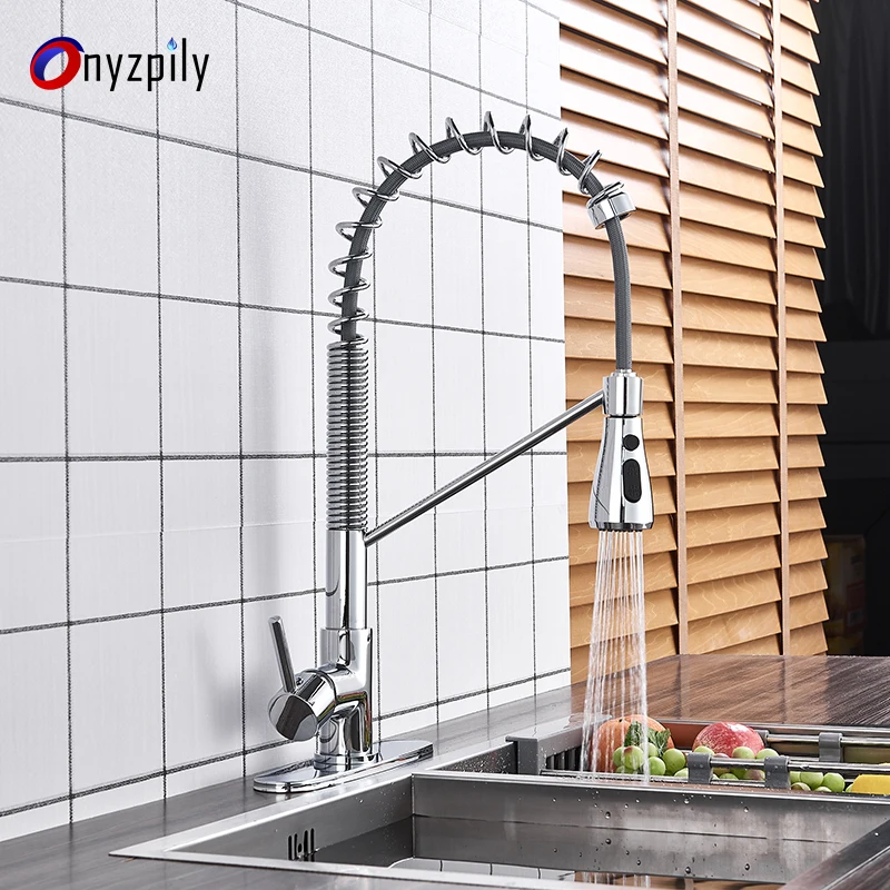

Spring Style Kitchen Faucet head mixer cold and hot Brushed Nickel Faucet Pull Out sprayer mixer tap