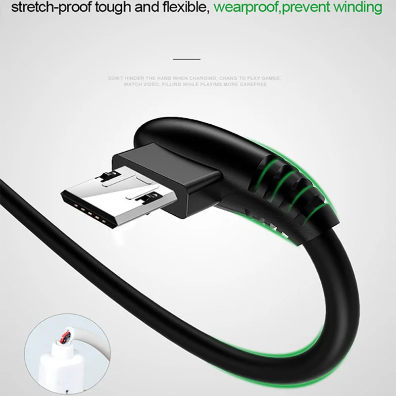 APPACS 3 حزمة سريع كابل شحن الهاتف المحمول المصغّر USB كابل 90 درجة USB مزامنة كابل بيانات لسامسونج s6 s7 HTC Xiaomi هواوي