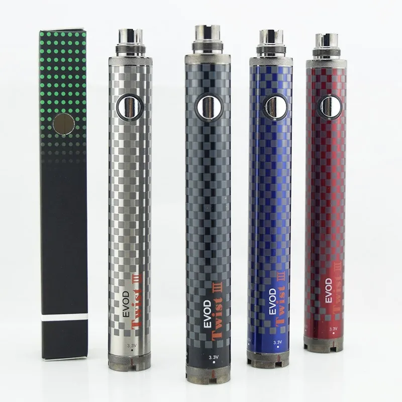 

Electronic Cigarette Evod twist III battery 1600mah Metal Body Applies 510 thread type atomizer Checkered pattern with colorful