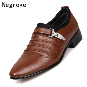 

Plus Size 48 Hollow Out Breathable Oxford Formal Dress Shoes Men Black White PU Leather Business Wedding Loafers Zapatos Hombre