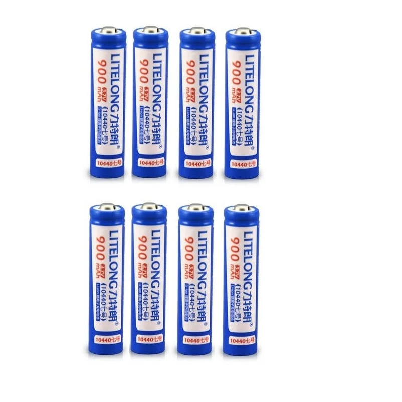 Супер мощная емкость 3,7 v 10440 литиевая батарея фонарик электронная сигарета 900MAH AAA перезаряжаемая батарея - Цвет: 8pcs battery