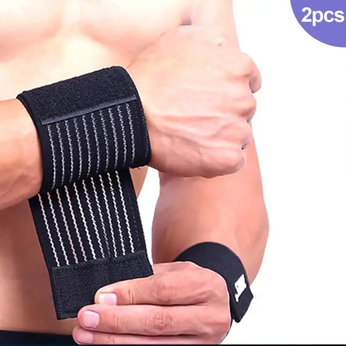 N 2 Pcs Weight Lifting Sports Wristband Gym 1Pair Fitness Wrist Wraps Bandage Training Brace Safety Hands Bands shop-Ho