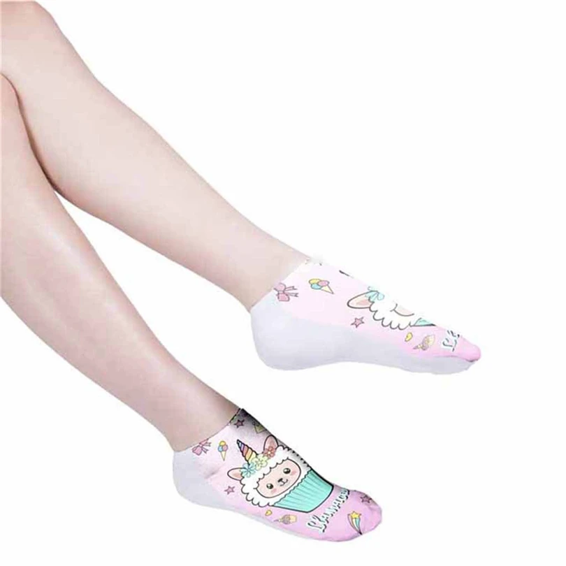 

3D Digital Printing Funny Socks Alpaca Female Socks Adult Invisible Socks Magic Socks Free size Comfortable Calcetines 30JUL17