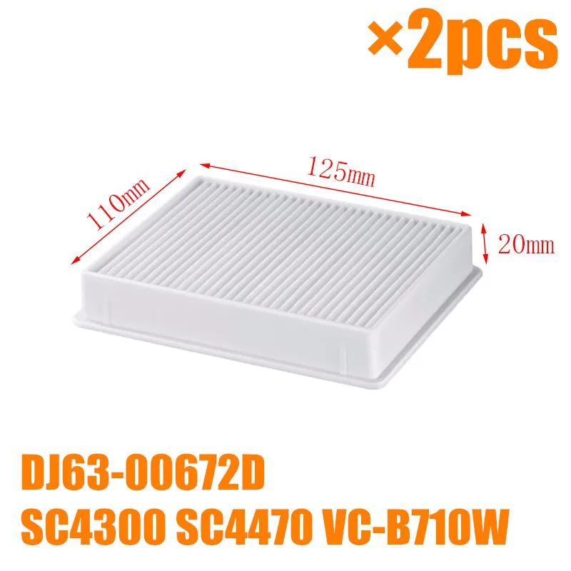 

2 PCS Vacuum cleaner dust hepa filters white filter for samsung DJ63-00672D SC4300 VC-B710W vacuum cleaner replacement parts