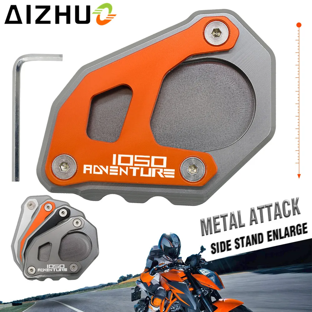 For KTM 1050 Adventure Motorcycle Kickstand Extension Plate CNC Aluminum Gray Motor Accessory Side Stand Enlarge Support Pad