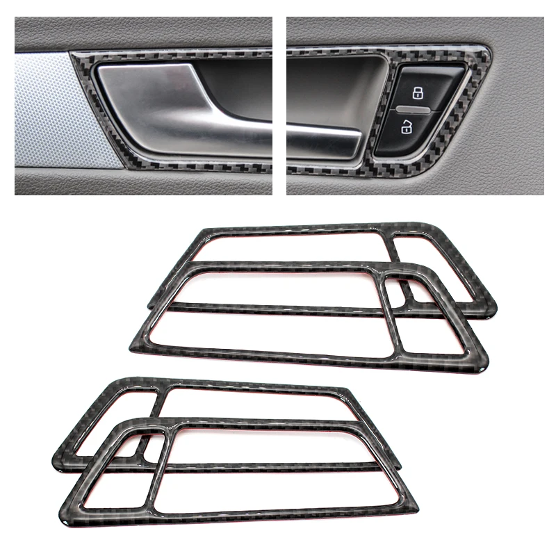 

For Audi Q5 2009 2010 2011 2012 2013 2014 2015 2016 2017 Carbon Fiber Car Door Handle Bowl Frame Cover