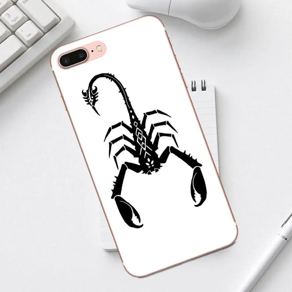 Qdowpz ТПУ чехлы Скорпион мультфильм черная кожа для iPhone X XS Max XR 4 4S 5 5C SE 6 6S 7 8 Plus Galaxy A3