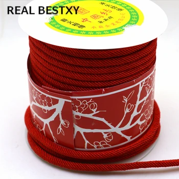 

REAL BESTXY 1m/lot 5mm Red Twist Cord String Twine Rope Bracelet Jewelry Synthetic Terylene Cord Thread rope Chinese Knot Red