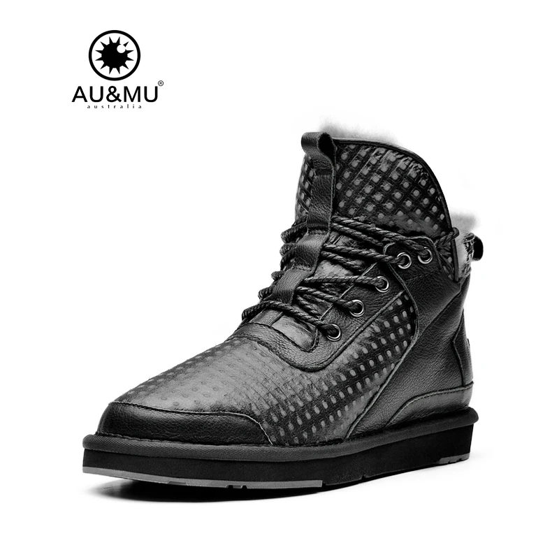 

2018 AUMU Leather Wool Lining Polka Dot Lace-up Round Toe Casual Shoes N047
