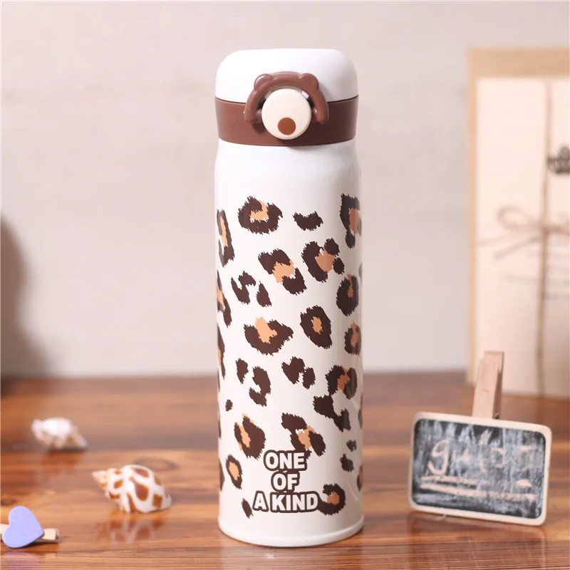 RUIDA дизайн термосы из нержавеющей стали термос чашка кофе чай молоко дорожная кружка термо бутылка подарки Термокружка леопардовая чашка - Цвет: Leopard-Whiter