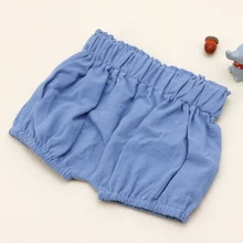 KLV/ хлопковые шорты для маленьких мальчиков и девочек, штанишки для малышей с рюшами, летние трусики, летняя одежда для маленьких девочек