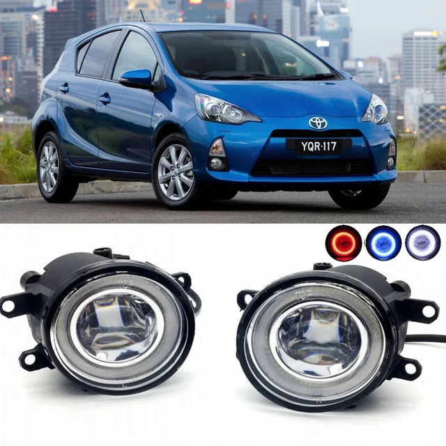 For Toyota Prius C 2017 2 In 1 Led Cut Line Lens Fog Lights For Toyota Prius C 2017 2 In 1 Led Cut Line Lens Fog Lights Lamp 3 Colors Angel Eyes Drl Daytime Running