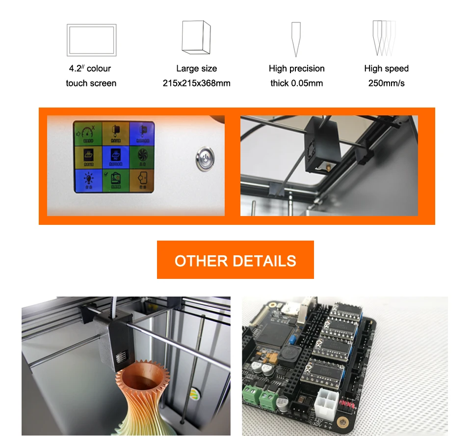 2017 последние 3D принтеры Высокая точность creat Desktop одного экструдера с сенсорным