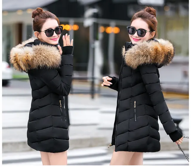 womens winter jackets and coats 2018 Parkas for women 4 Colors Wadded Jackets warm Outwear With a Hood Large Faux Fur Collar -
