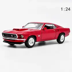 1:24 сплава модели автомобиля, 1969 Ford Mustang Boss 429, литая металлическая модель, 2 открытых дверей игрушечный автомобиль, Коллекция Модель