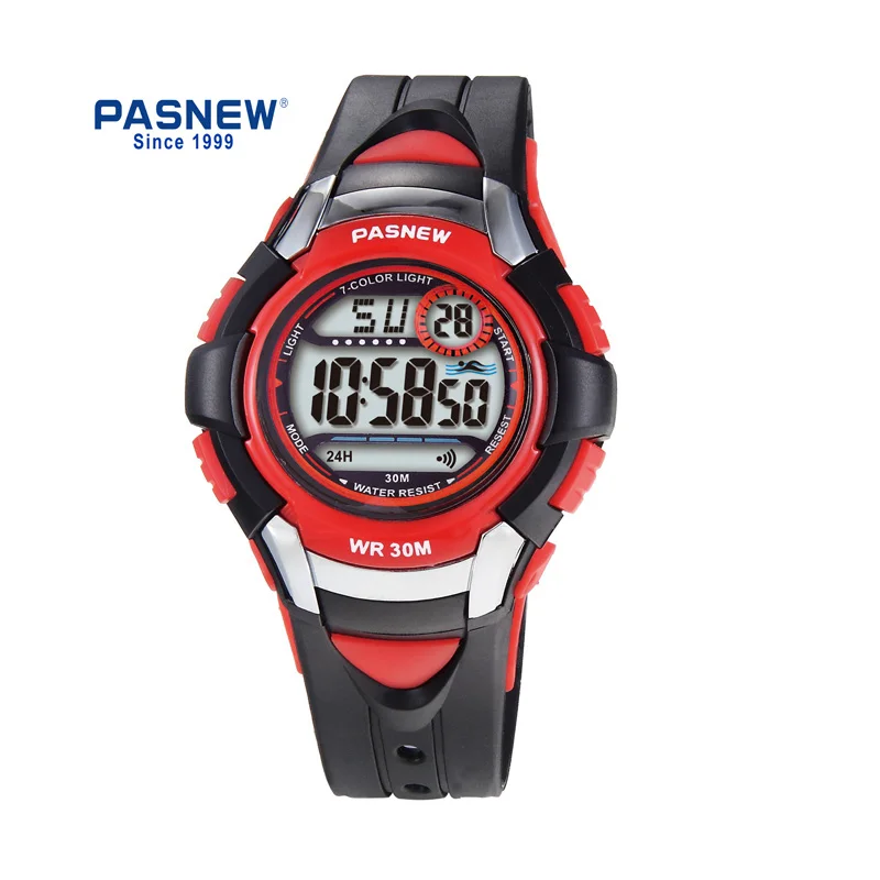 

PASNEW 7 Color light children digital watch Outdoor Sport wrist watch for kids PSE-481