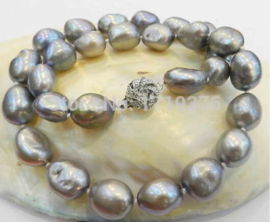 

Free shipping >>@ > 17inch SILVER GRAY BAROQUE CULTURED PEARL NECKLACE