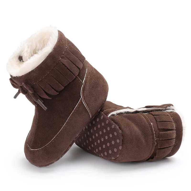 

Lovely Newborn Baby Girl Boy Kids Prewalker Solid Fringe Shoes Infant Toddler Soft Soled Anti-slip Boots 0-18M
