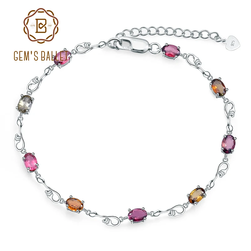 

Gem's Ballet 925 Sterling Silver Gemstone Bracelet 4.55Ct Natural Tourmaline Bracelets & Bangles For Women Fine Jewelry