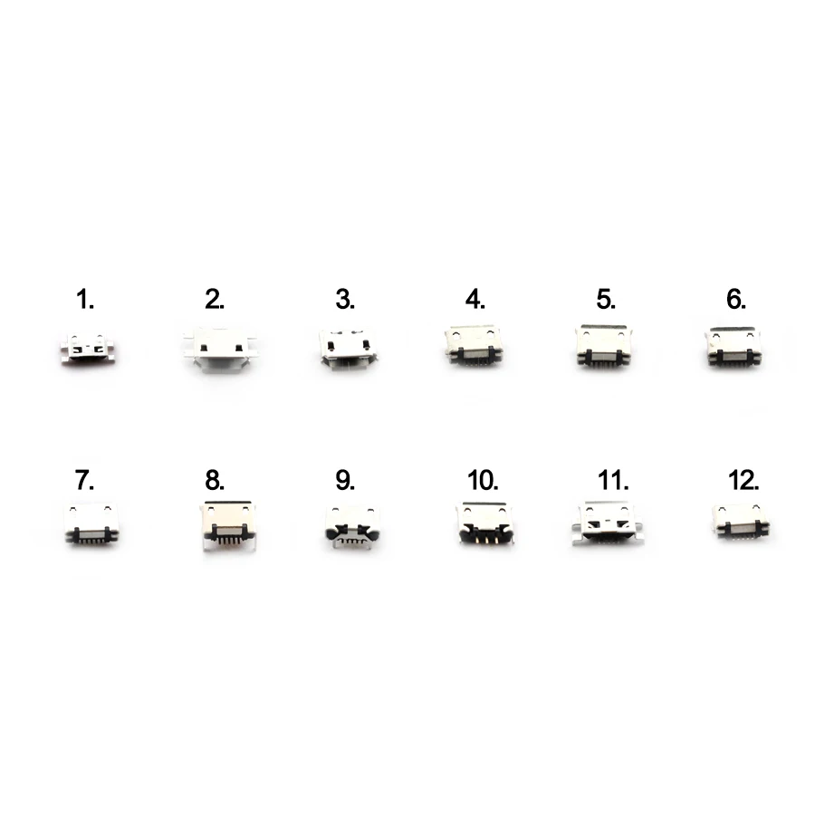 12 моделей Micro USB разъем 5-контактный usb разъем зарядки Micro USB разъема типа мама для MP3/4/5 huawei lenovo zte мобильный Tabletels набор