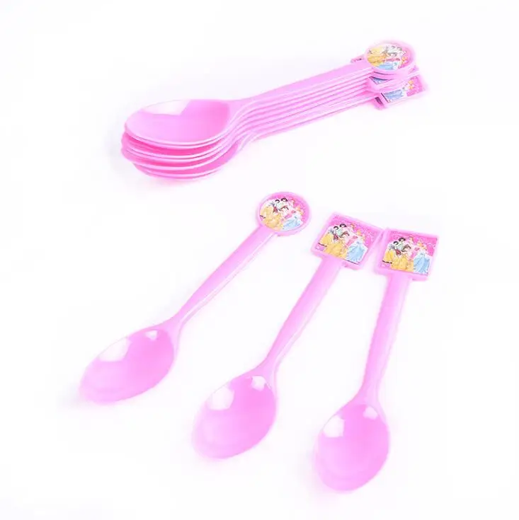 spoon 10pcs 10 шт./упак. мультфильм бумага "Принцесса" чашка Свадебные украшения одноразовая посуда Платье на день рождения поставки дети стакана воды - Цвет: spoon 10pcs