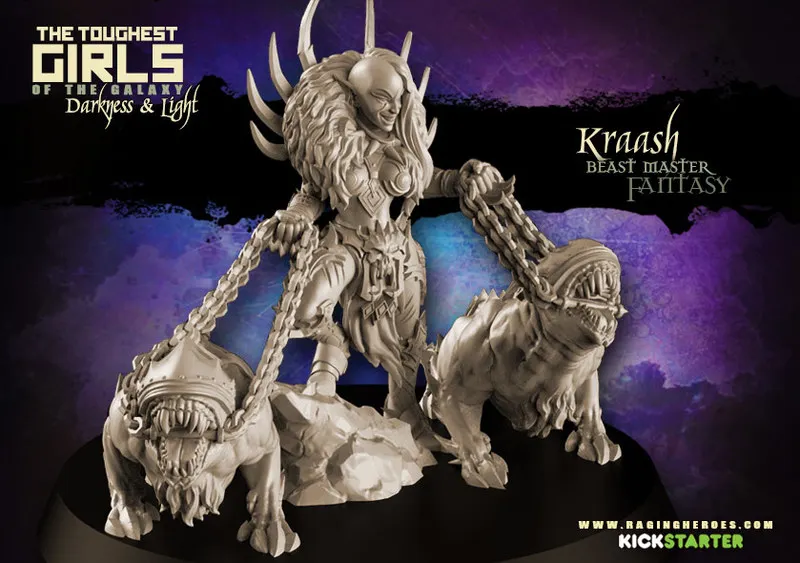 [Loong Way Miniatures] Бушующие герои крааш Beastmaster (DE Fantasy) 35 мм Полимерная