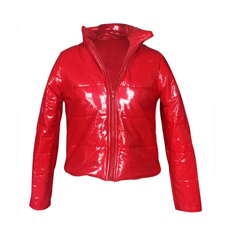 SexeMara Fashion Winter Patent Leather Bubble Coat Women Zipper Waterproof Cotton-padded Red Puffer Jacket Woman Parkas D30-BB85 SexeMara Fashion Winter Patent Leather Bubble Coat Women Zipper Waterproof Cotton-padded Red Puffer Jacket Woman Parkas D30-BB85