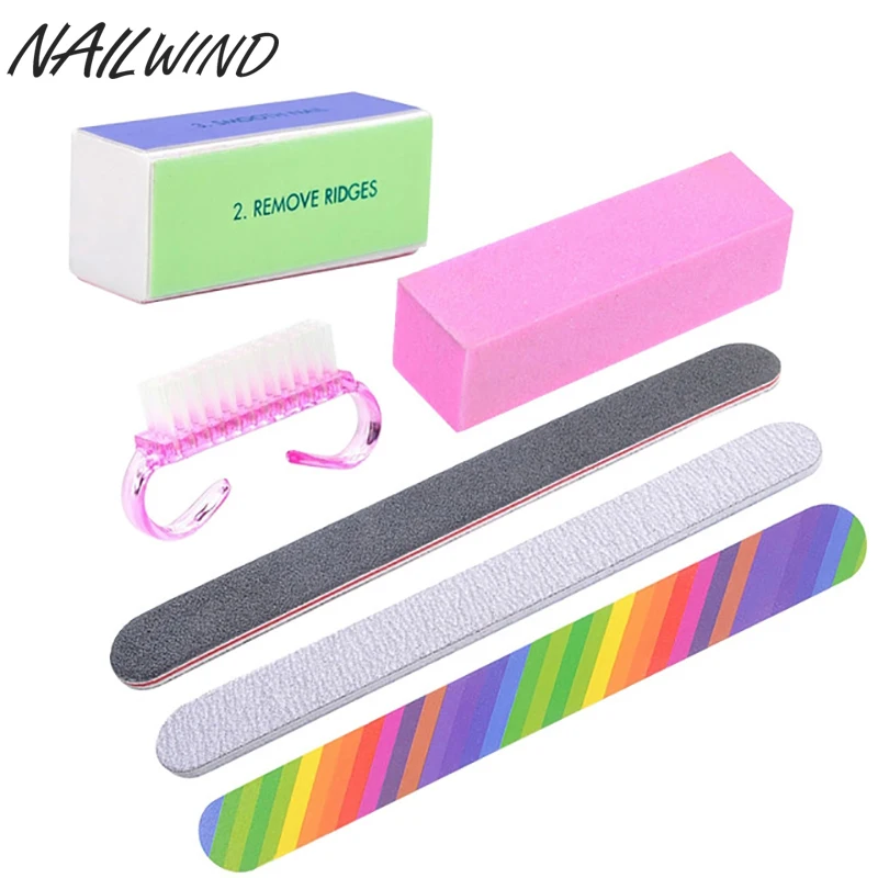 

NAILWIND Gel Nail polish 6 PCS/lot Art File Durable Buffing Grit Nail Sponges Nail Buffers Sand Block For Manicure Natural Tools