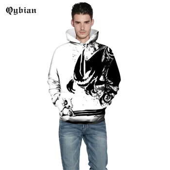 

Qybian 3D Cartoon demon devil printed Fashion new Streetwear 2017 men Hooded Sweatshirts Hip Hop casual Pullover Men Hoodies