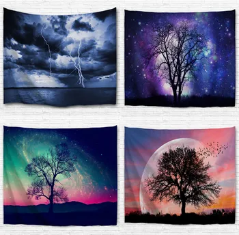 

Beauty Of Nature Scene Fabric Decorative Wall Hanging Tapestry Decor Polyester Tree Star Curtain Table Cover Beach Picnic Usage