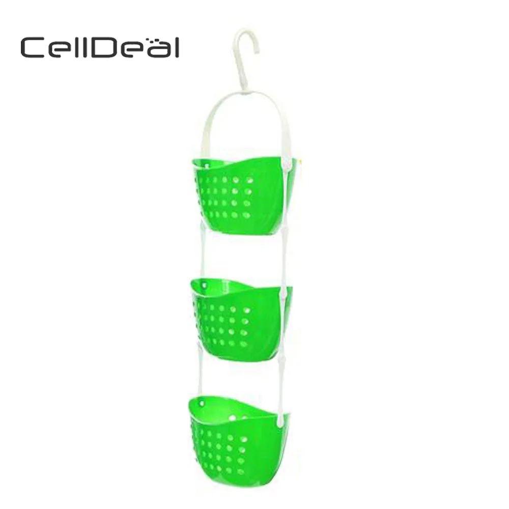 

3 Tier Hanging Baskets Shower Bath Rack Plastic Hanging Over Basket Fruits and Vegetables Baskets Hanging Fruit Bag Breathable