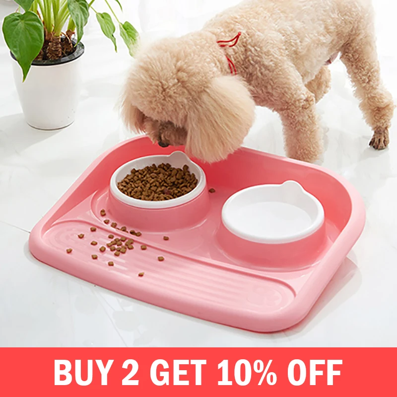

Multi-functional Dog Feeder Drinking Bowls Pet Food Water Dish Plates Tray Puppy Cats Pets Supplies Feeding Dishes Accessories