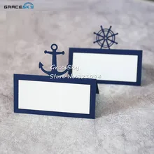 50 stücke Geben Verschiffen Laser Cut Nautical Anchor Schiff Rad zelt Papier Ort Name Sitz Hochzeit Einladung Tisch Karte Hochzeit party