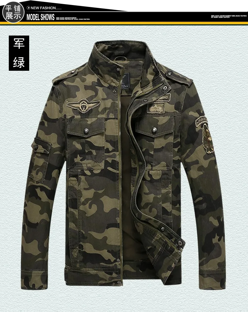 Chaqueta de manga larga para hombre, chaqueta de camuflaje de estilo  militar para jóvenes, abrigo de lona de algodón 100% con múltiples  bolsillos, moda de otoño - AliExpress