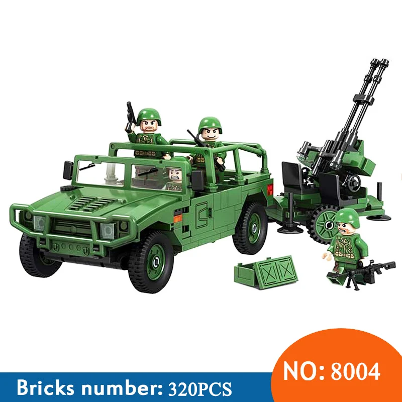 

Winner 8004 Tank Battle Towed AA gun artillery Military series Building Blocks Sets DIY Bricks Educational toys for children