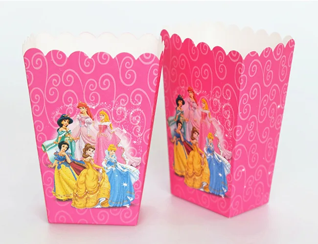 

24Pcs Princess Popcorn Box Kids Birthday Party Deco Supplies Cartoon Popcorn Box