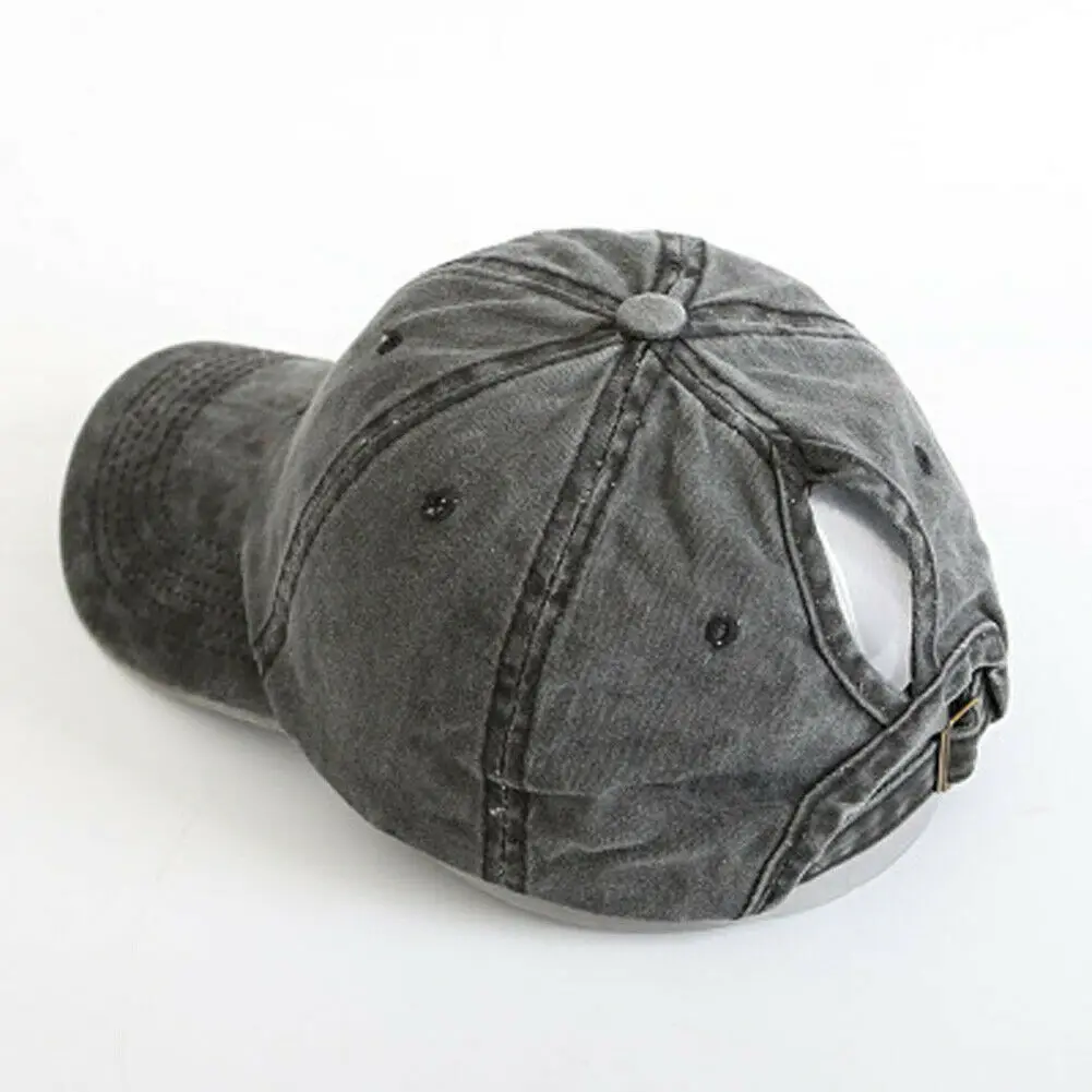 

NEW Vintage Summer Baseball Cap Solid Women Adjustable Denim Distressed Trucker Hat Black Gray Yellow