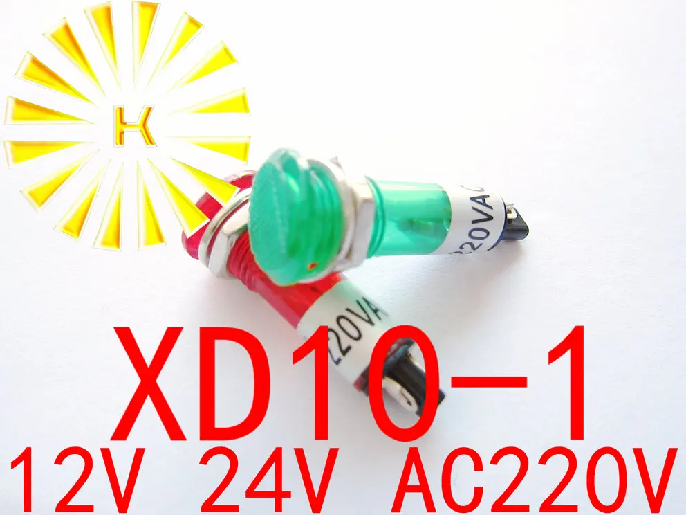 XD10 1 сигнальная лампа красный зеленый желтый 12 В 24 AC220V 10 мм пластиковый мини