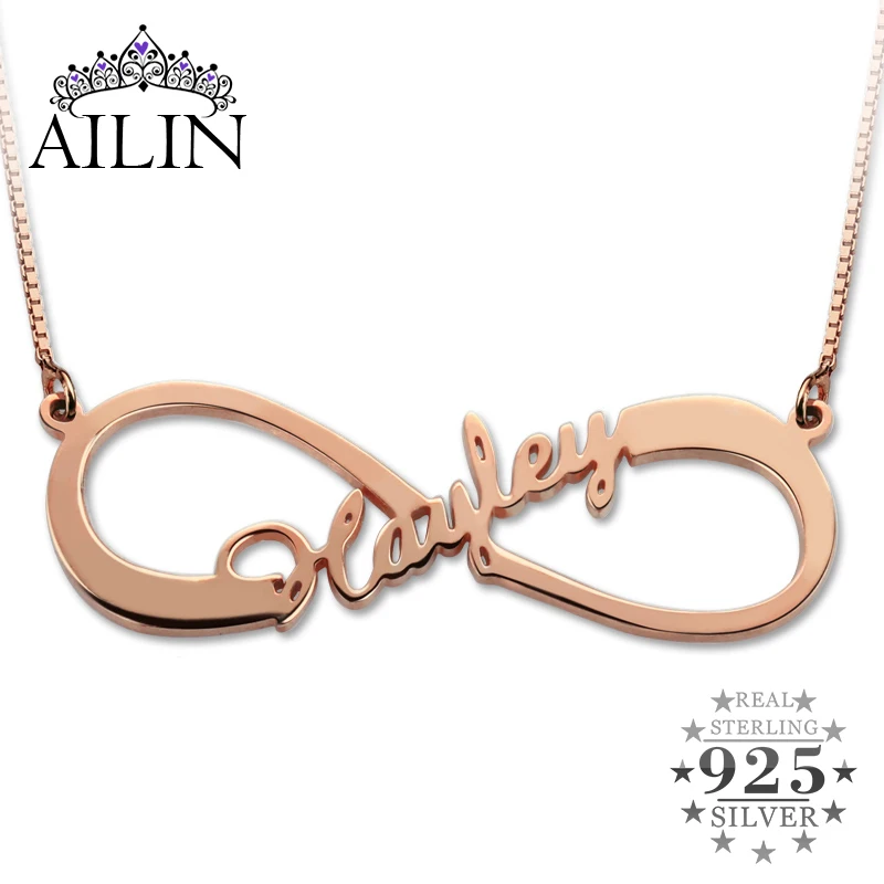 

AILIN Infinity Name Necklace Rose Gold Color Single Name Necklace Infinity with Any Name Graduation Gift Mother's Day Gift